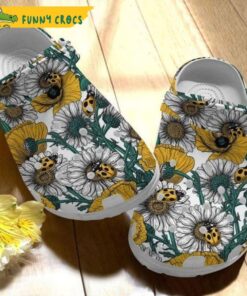 Bee Happy Flowers Pattern Floral Crocs Sandals