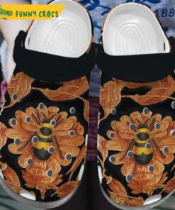 Bee With Wooden Floral Crocs Shoes