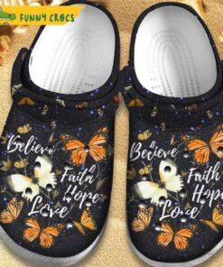 Believe Faith Hope Love Butterfly Crocs Sandals