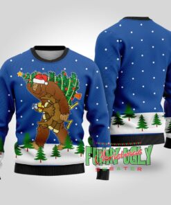 Bigfoot Stealing Santa Ugly Sweater