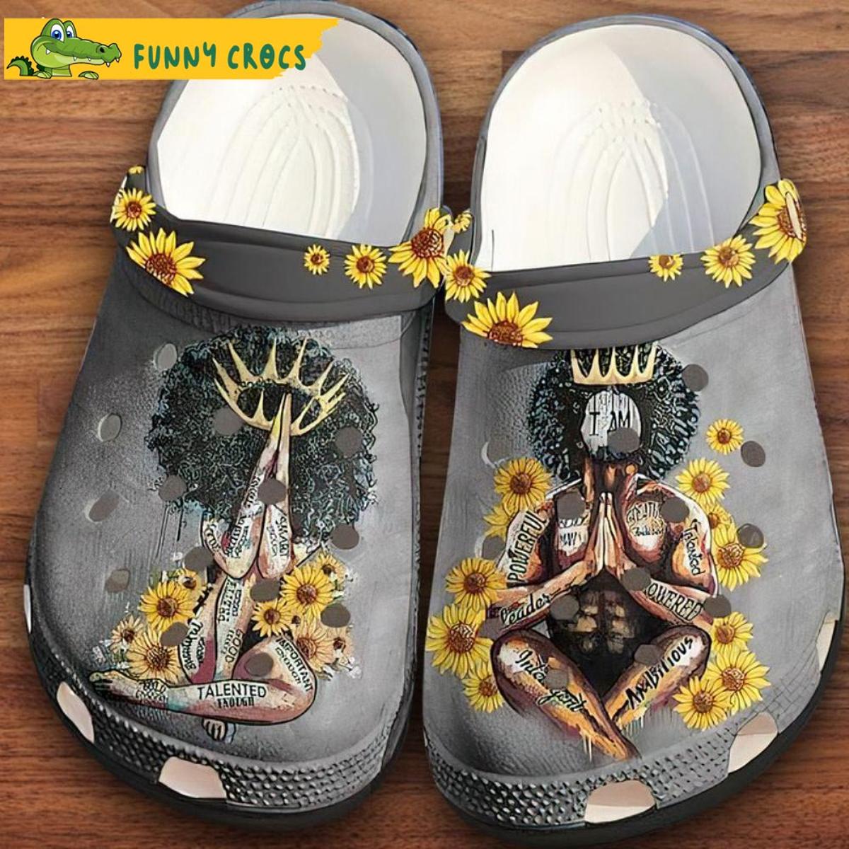 Black Afro King Queen Couple Family Floral Crocs Slippers