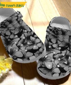 Black And White Butterfly Crocs Clog Shoes