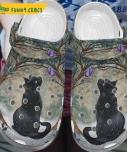 Black Cat Lovers Butterflies Crocs Clog Shoes