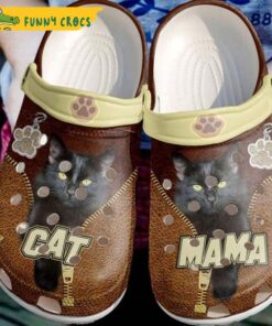 Black Cat Mama Leather Zipper Pattern Crocs Classic