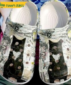 Black Cat Old Paper Pattern Crocs Classic