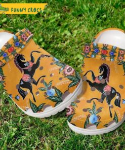 Black Horse Floral Crocs Slippers