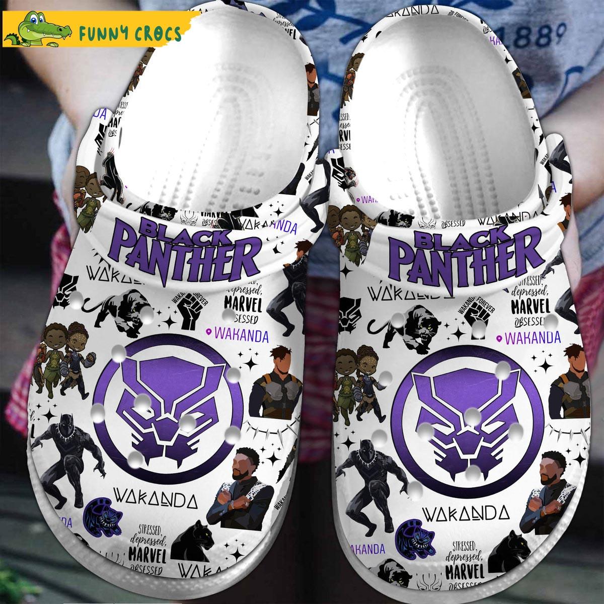 3d Purple Black Panther Crocs Slippers