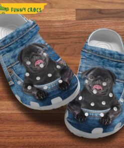 Black Pug Dog Croc Shoes