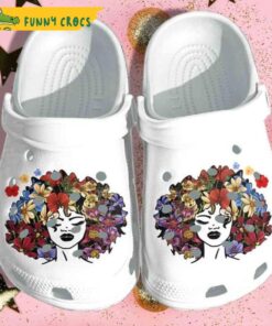 Black Queen Girl Floral Crocs Sandals