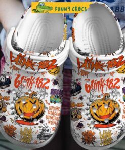 Blink 182 Halloween Pumpkin White Clogs Crocs Classic
