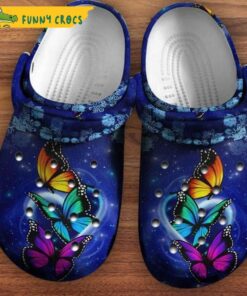 Blue Yellow Purple Butterfly Crocs Sandals