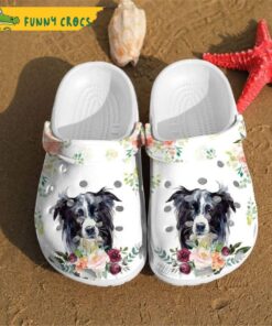 Border Collie Puppy Rose Flowers Dog Crocs