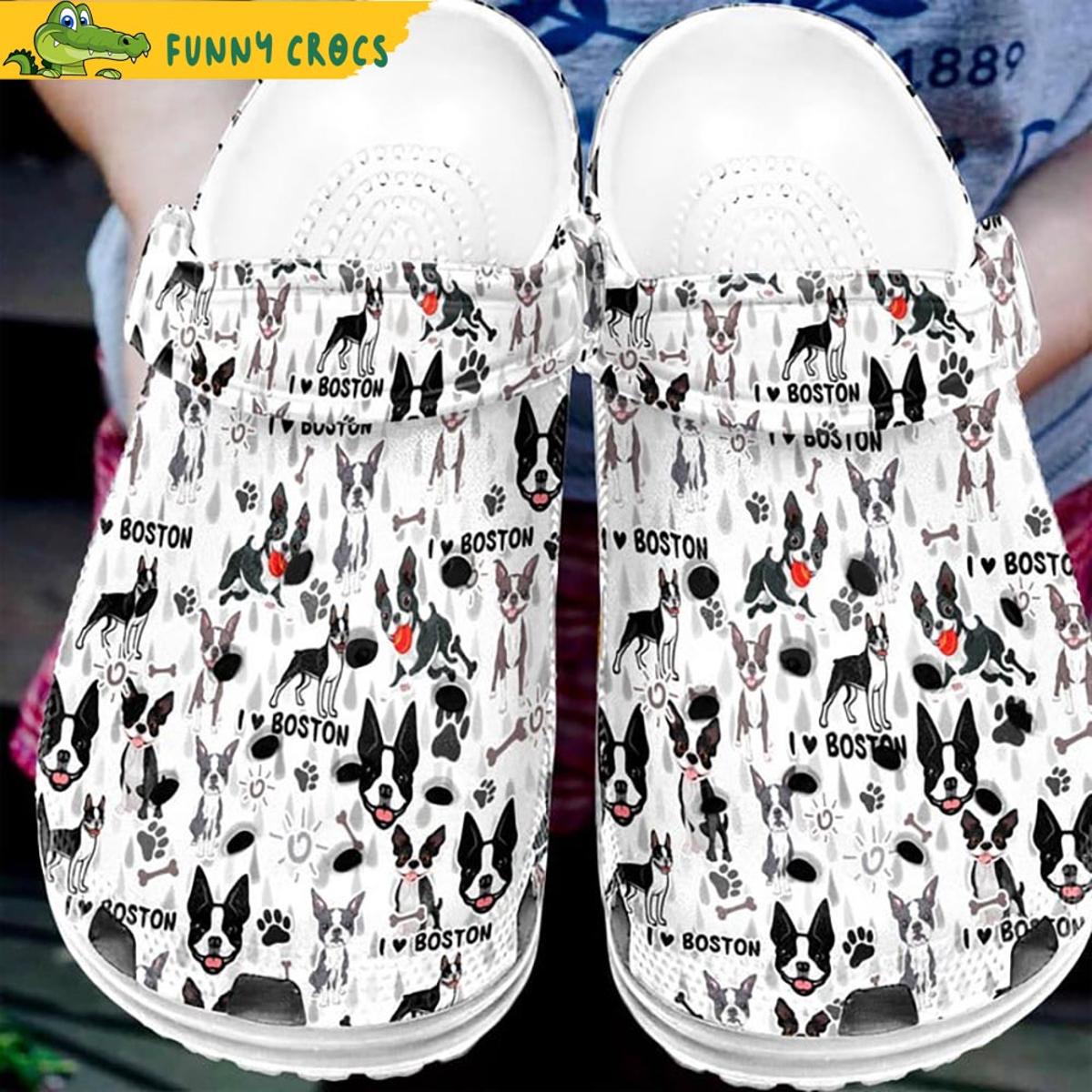 Boston Terrier Yellow Crocs Shoes