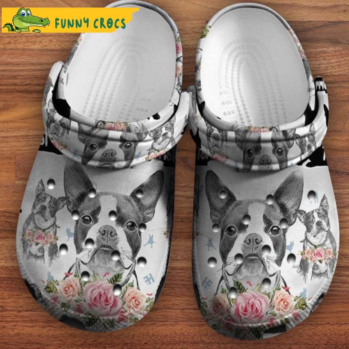 Floral Boston Terriers Dog Crocs Shoes