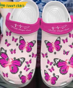 Breast Cancer Awareness Christian Faith Hope Loves Butterfly Crocs Slippers