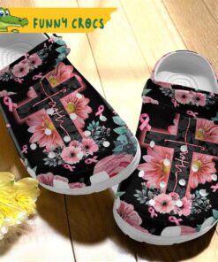 Breast Cancer Awareness Month Floral Pattern Crocs Clog Slippers
