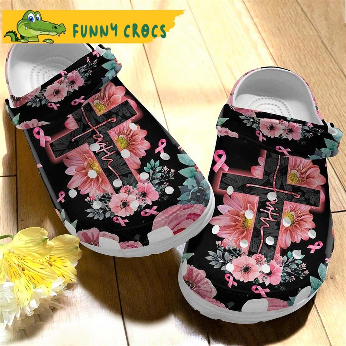 American Flag Breast Cancer Crocs Clog Shoes