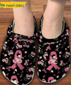 Breast Cancer Awareness Pink Ribbon Floral Crocs Sandals