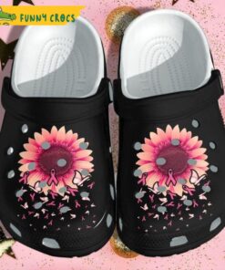 Breast Cancer Pink Ribbons Sunflowers Floral Crocs Shoes