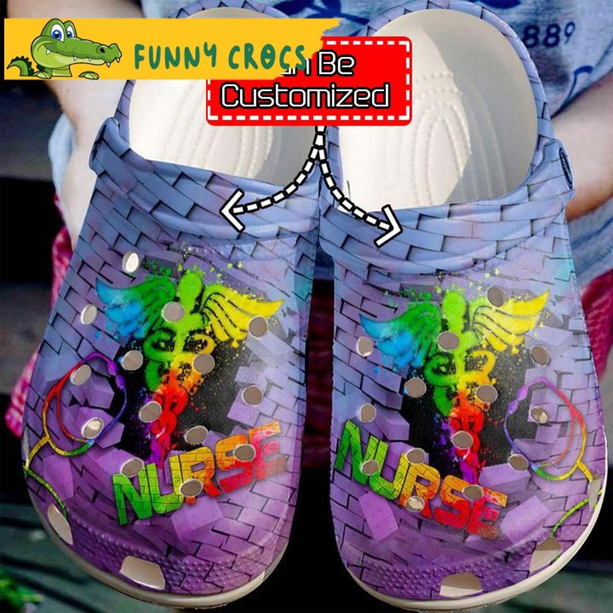 Customized Hippie Nurse Crocs Shoes