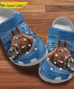 Brown Horse Denim Pattern Crocs Classic