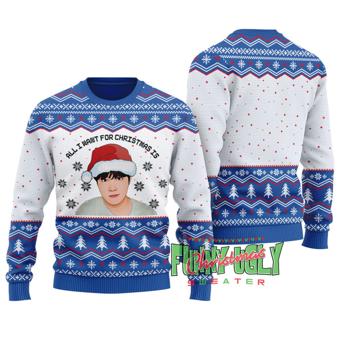 Santa Reindeer Ship Ugly Christmas Sweater