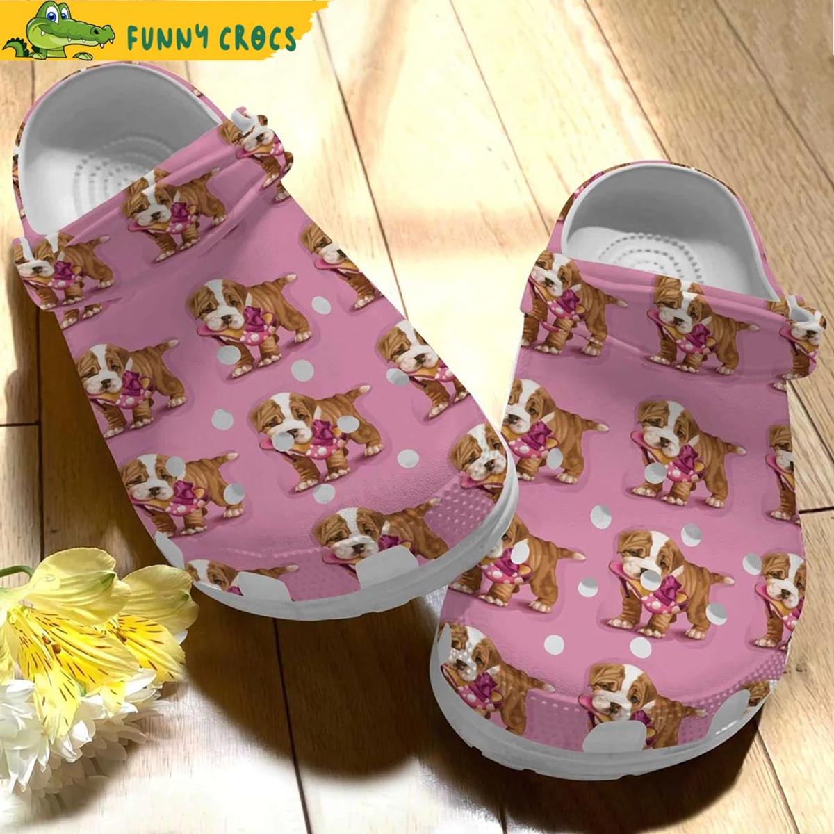Bulldog Puppies Pink Crocs Clog Shoes