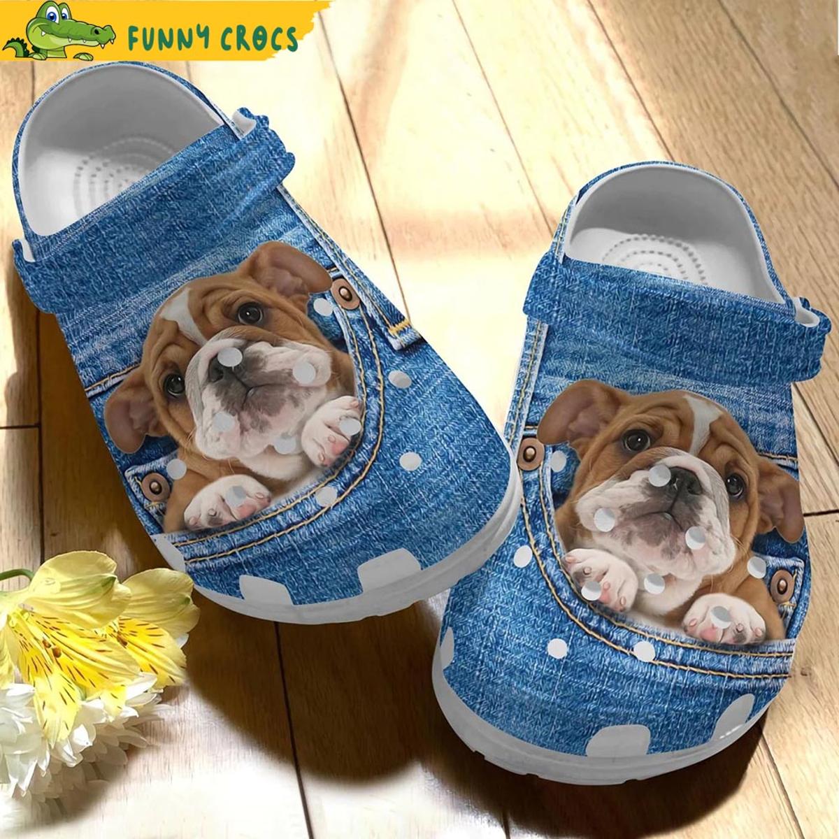 Bulldog Puppy Jeans Dog Crocs Clogs