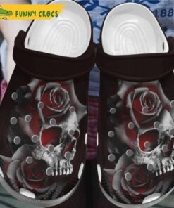 Burning Skull Rose Floral Crocs Clog