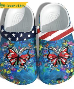 Butterfly America Flag Crocs Clog