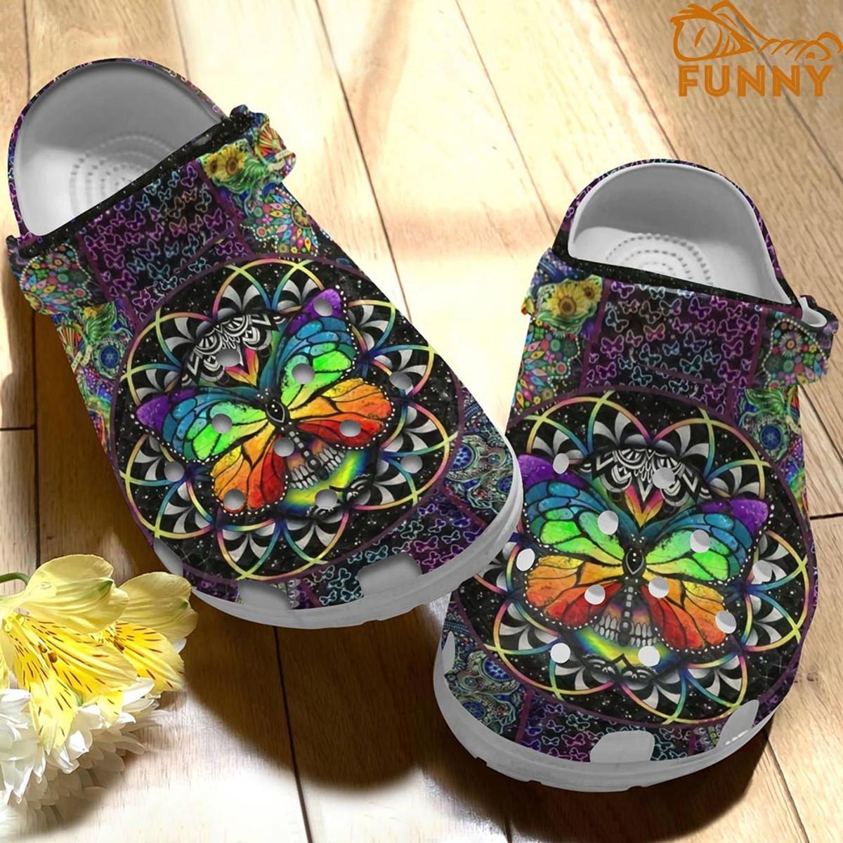 Butterfly Hippie Crocs Clog Shoes