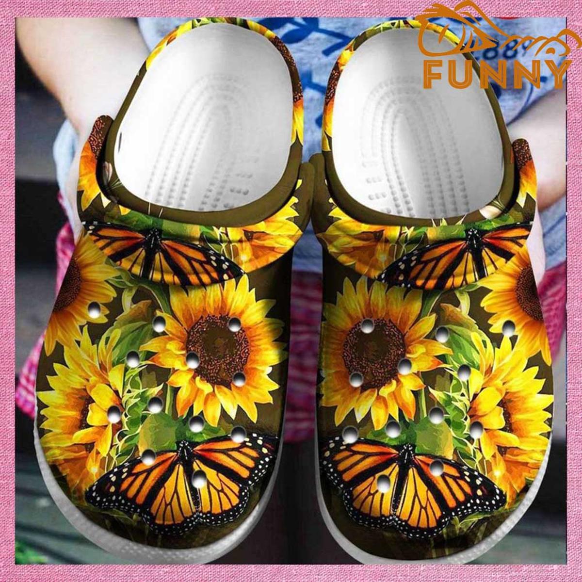 Sunflower White Crocs Shoes