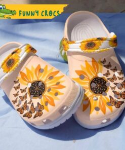 Butterfly With Painted Sunflower Gifts Crocs Shoes