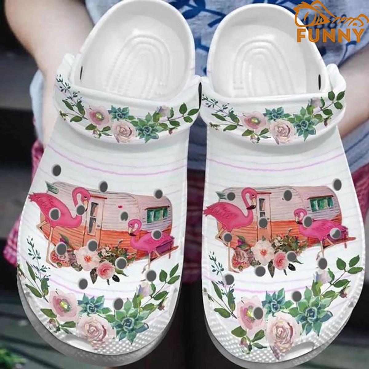 Camping Van Flamingo Crocs Clog Shoes