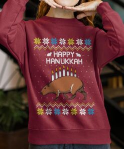 Capybara Happy Hanukkah Christmas Sweater Men