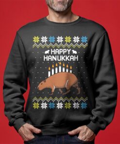 Capybara Happy Hanukkah Mens Christmas Sweater