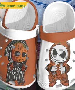 Cartoon Groot And Jack Skellington Crocs Clog Shoes