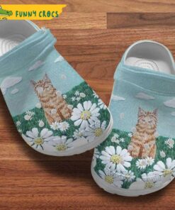 Cat With Daisy Flower Crocs Sandals