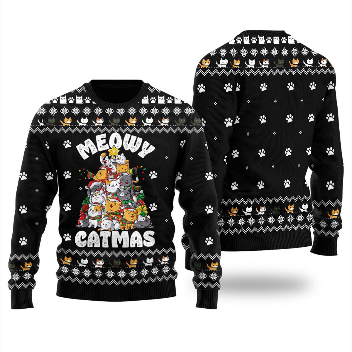 Purry Navidad Funny Cat Xmas Sweater