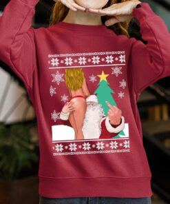 Cheeky Santa Play With Hot Girl Christmas Sweater Women