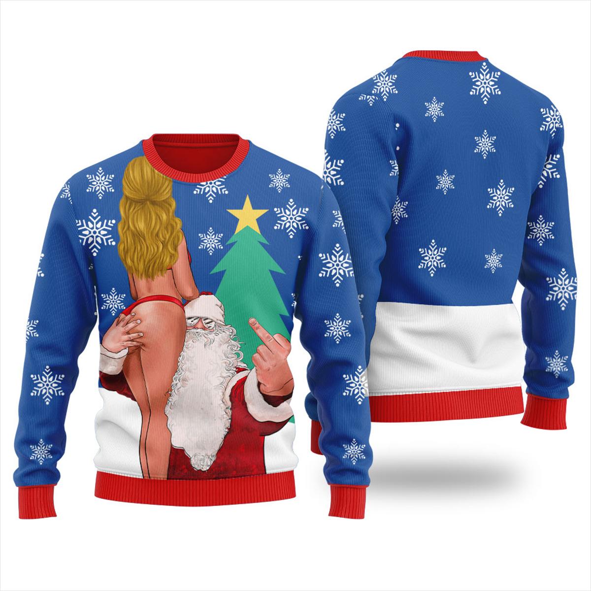 Candy Canes And Snowflake Custom Ugliest Sweaters For Christmas