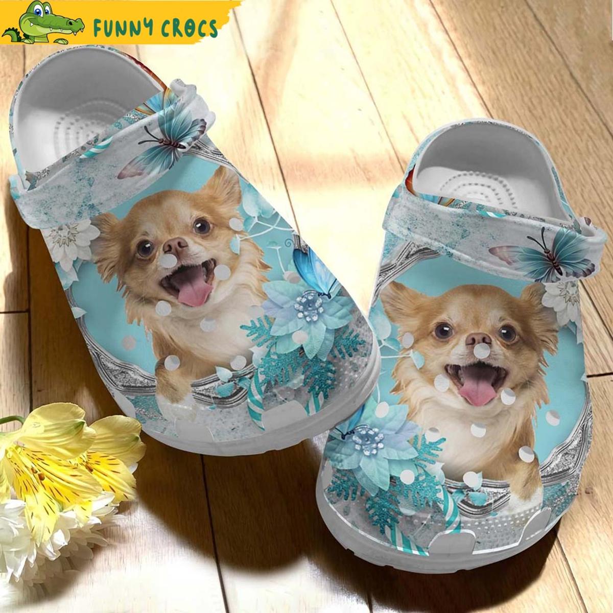 Chihuahua Blue Butterfly Flower Dog Crocs Classic