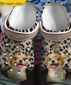 Chihuahua Dog Zipper Leopard Crocs Sandals