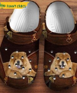 Happy Chow Chow Cute Dog In Crocs Shoes