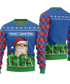 Cool Meowy Christmas Custom Cat Funny Christmas Sweaters