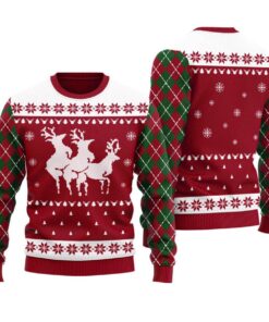 Cool Reindeer Threesome Funny Christmas Sweaters