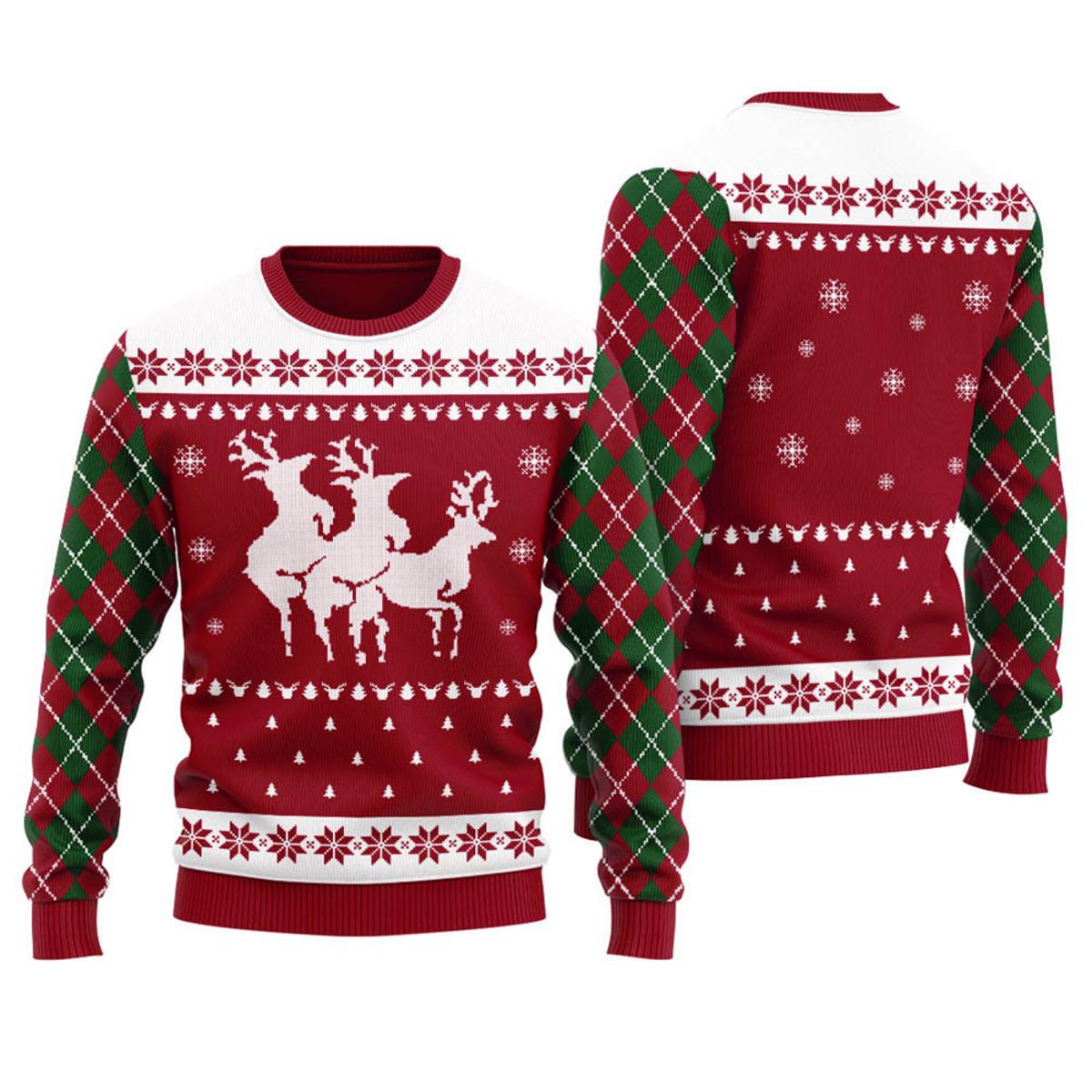 Tacky Reindeer Threesome Funny Christmas Sweaters