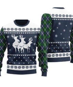 Cool Reindeer Threesome Mens Ugly Christmas Sweater