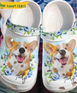 Corgi Classic White Personalized Dog Crocs Clog Shoes