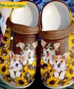 Corgi Sunflower Dog Crocs Sandals